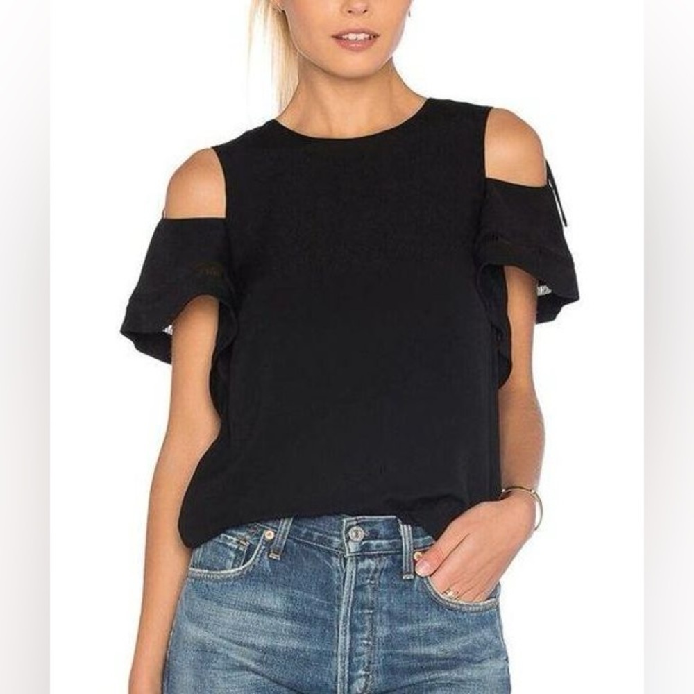 Rebecca Taylor| Black Open Shoulder Crepe Top| size 0